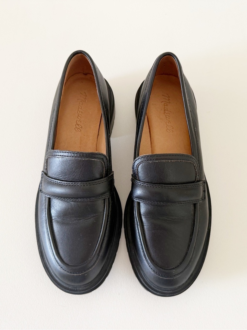 Madewell Shoes The Bradley Leather Lug Sole Penny Loafers Preppy Chic Black 7.5 - Picture 8 of 16